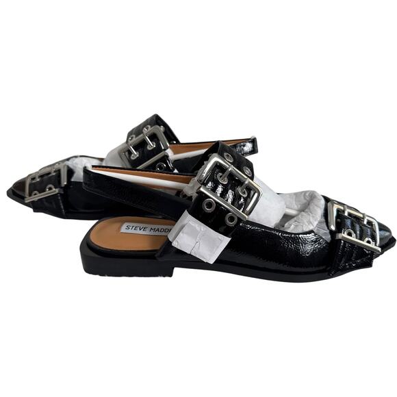 NWB Steven Madden Women's Graya Black Patent Slingback Flats Size 9 - Picture 7 of 12